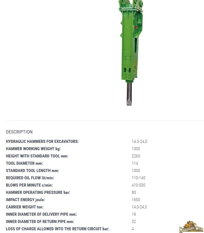 MARTILLO HIDRAULICO PARA EXCAVADORAS 