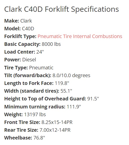 MONTACARGAS CLARK C40D