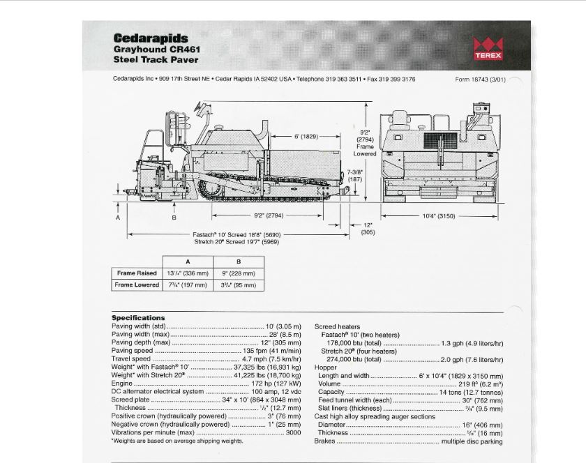 PAVIMENTADORA CEDARAPIDS CR461 R